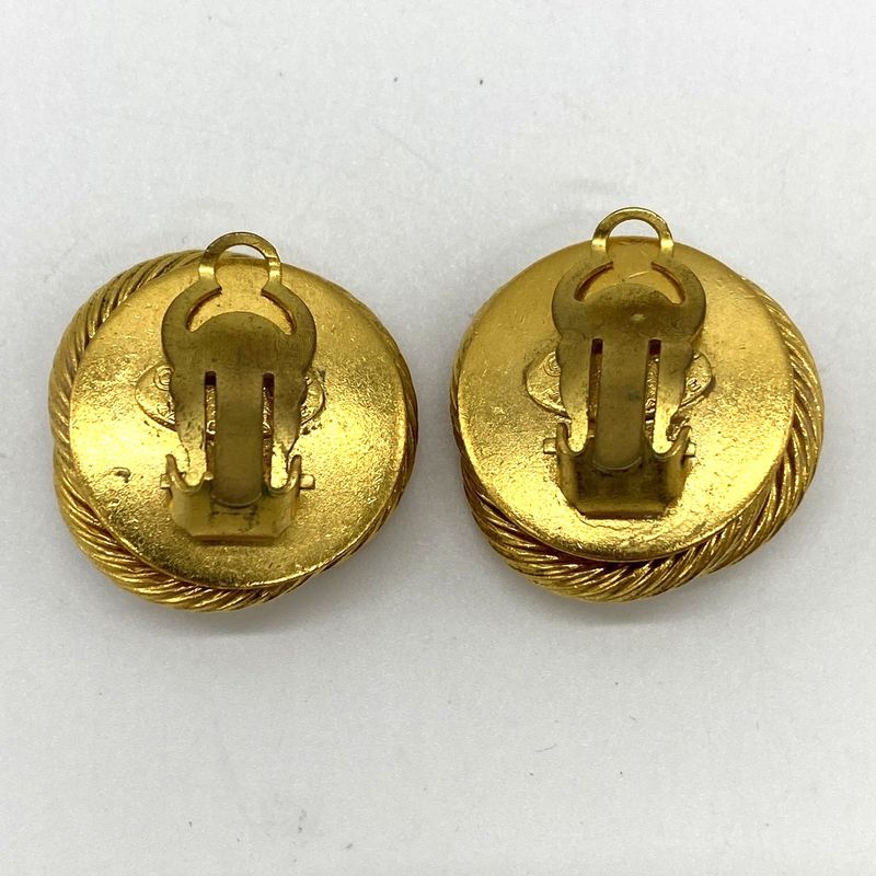 Chanel Earring Faux Pearl Rhinestone Vintage Gold