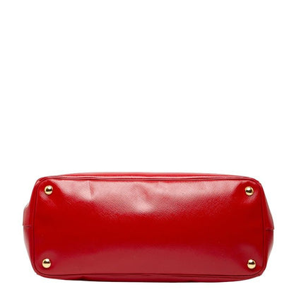Prada Triangle Logo Plated Galleria Handbag Shoulder Bag 2WAY Bn2274 Red