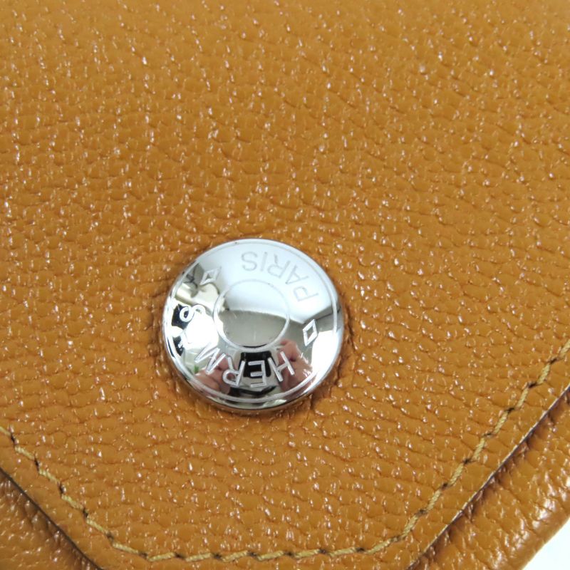 Hermes Le Van Cattle Verso Bicolor Chevre Mizor Coin Case Brown Pink