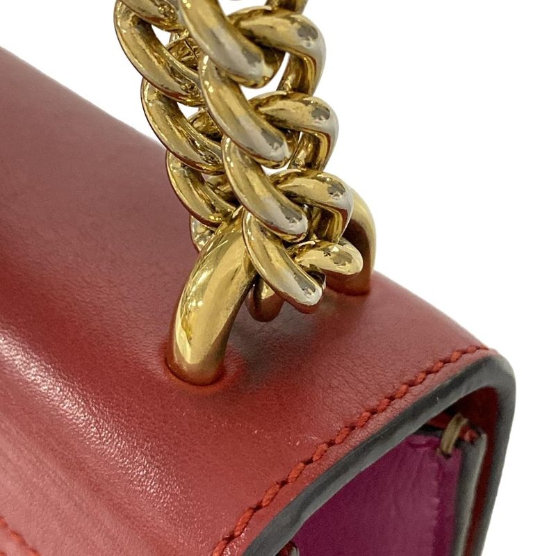 Gucci Shoulder Bag Padlock GG Small 409487 Dark Brown X Red X Multi Chain