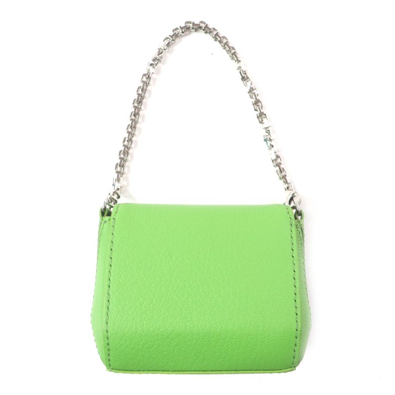 Tiffany & Co T-nano Bag Peridot Logo Print Chain Charm Leather Green Silver