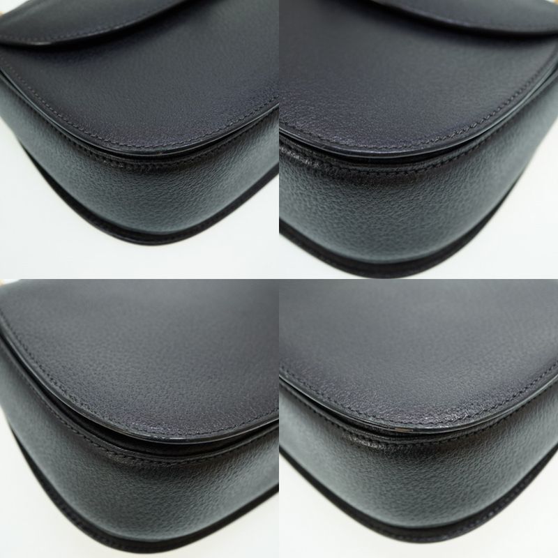 Gucci Bamboo Shoulder Hand Bag Leather Black With Strap Black 0056gucci