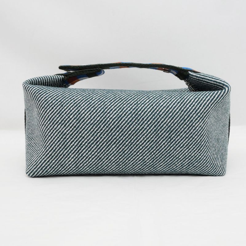 Hermes Brid A Black PM Au-carre Handbag Pouch Vert Foret Ladies
