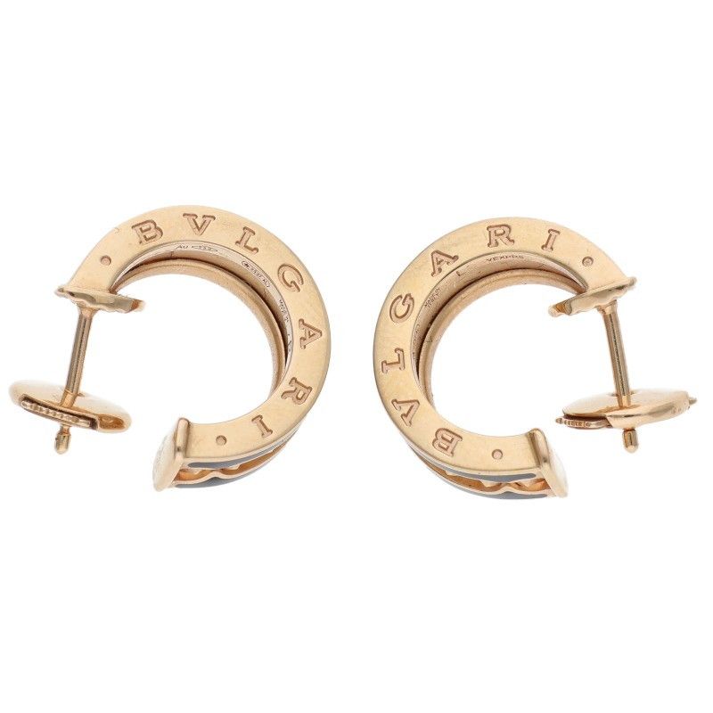 Bulgari Bee Zero One 18K Pink Gold Ceramic Earrings Men's