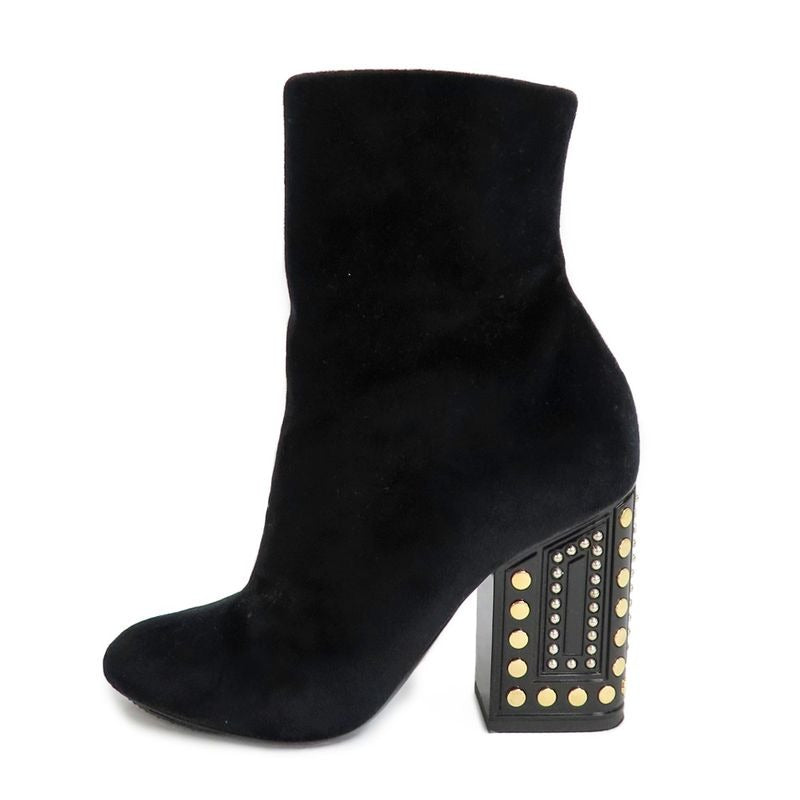 Louis Vuitton Century Line Ankle Boots Short Velvet Block Heel Studs