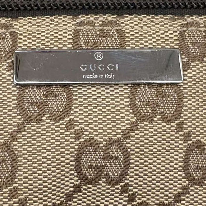 Gucci 07198 Handbag Accessory Pouch GG Canvas Leather Brown Beige Women