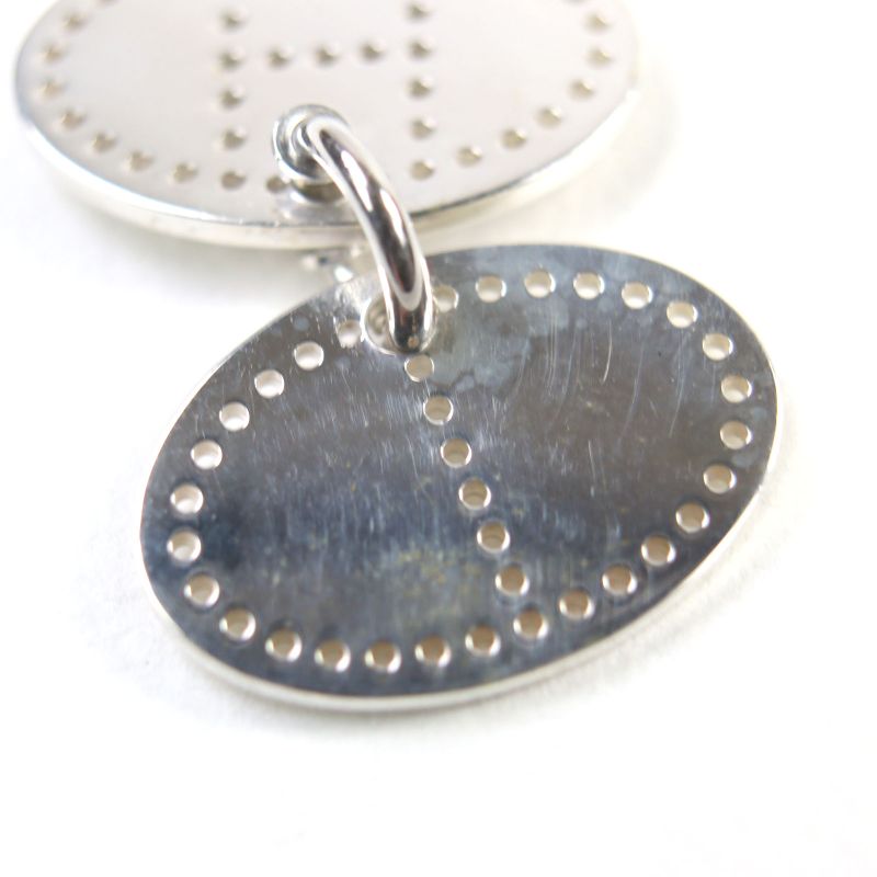 Hermes Eclipse Evelyn Ag925 H Logo Motif Perforated Oval Pendant Top Silver
