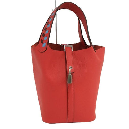 Hermes Picotin Lock Tresage 18 Handbag Epson Leather Rouge Cou Red Engraved