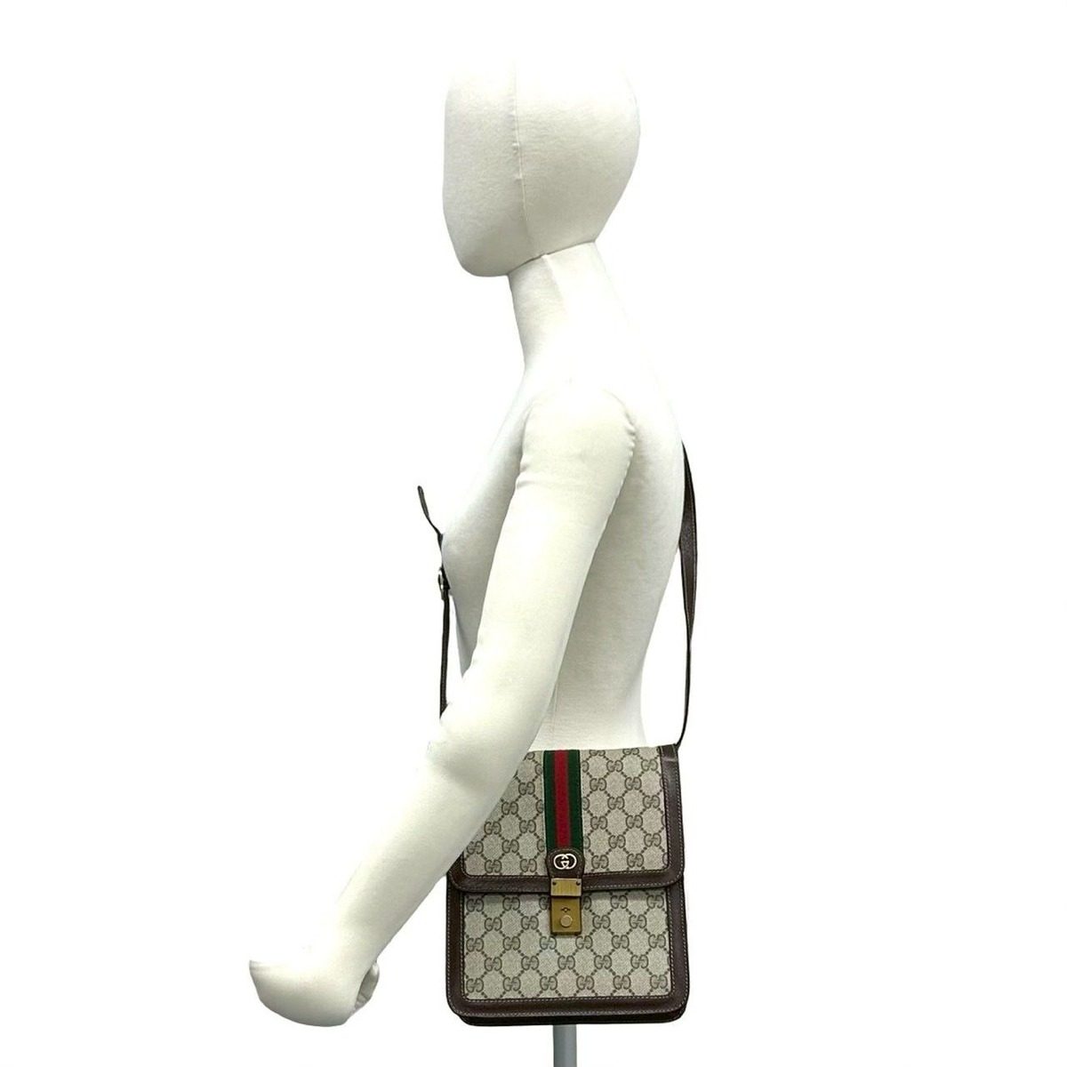 Gucci Vintage Sherry Line GG Logo Leather Shoulder Bag Brown — view 2