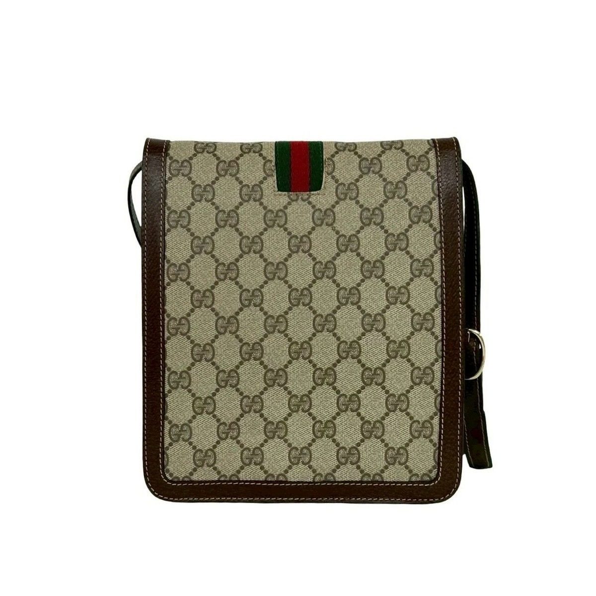 Gucci Vintage Sherry Line GG Logo Leather Shoulder Bag Brown — view 3