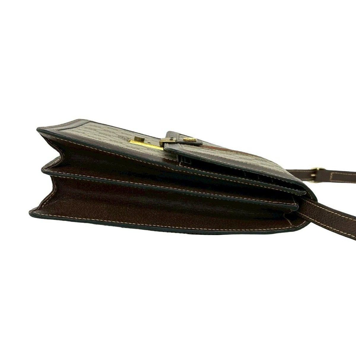 Gucci Vintage Sherry Line GG Logo Leather Shoulder Bag Brown — view 6