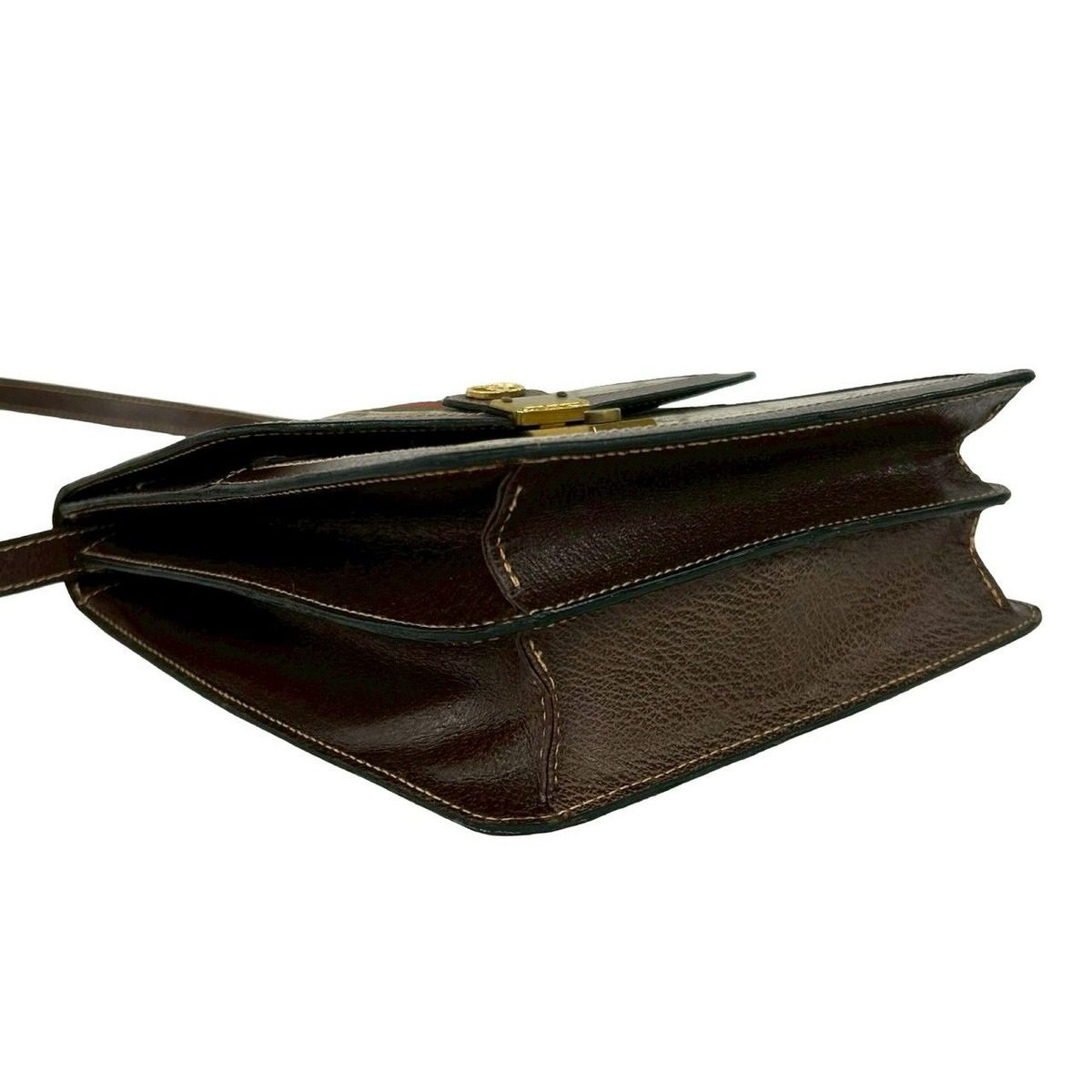 Gucci Vintage Sherry Line GG Logo Leather Shoulder Bag Brown — view 7