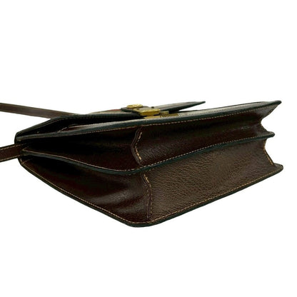 Gucci Vintage Sherry Line GG Logo Leather Shoulder Bag Brown — view 7