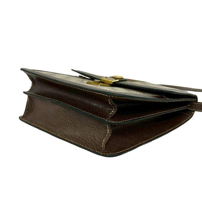 Gucci Vintage Sherry Line GG Logo Leather Shoulder Bag Brown — view 8