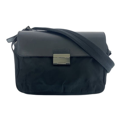 Prada Tessuto Black Gunmetal Hardware Nylon Leather Shoulder Bag Messenger