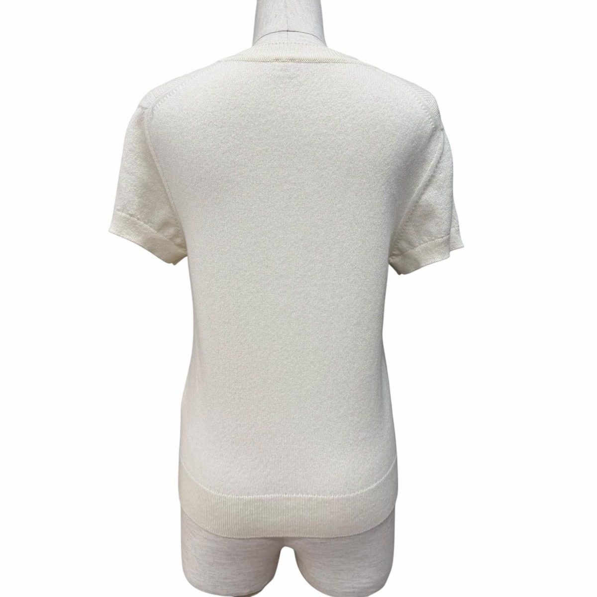 Hermes Cashmere Logo Crew Neck Short Sleeve Knit Ivory 38 Sweater — view 3