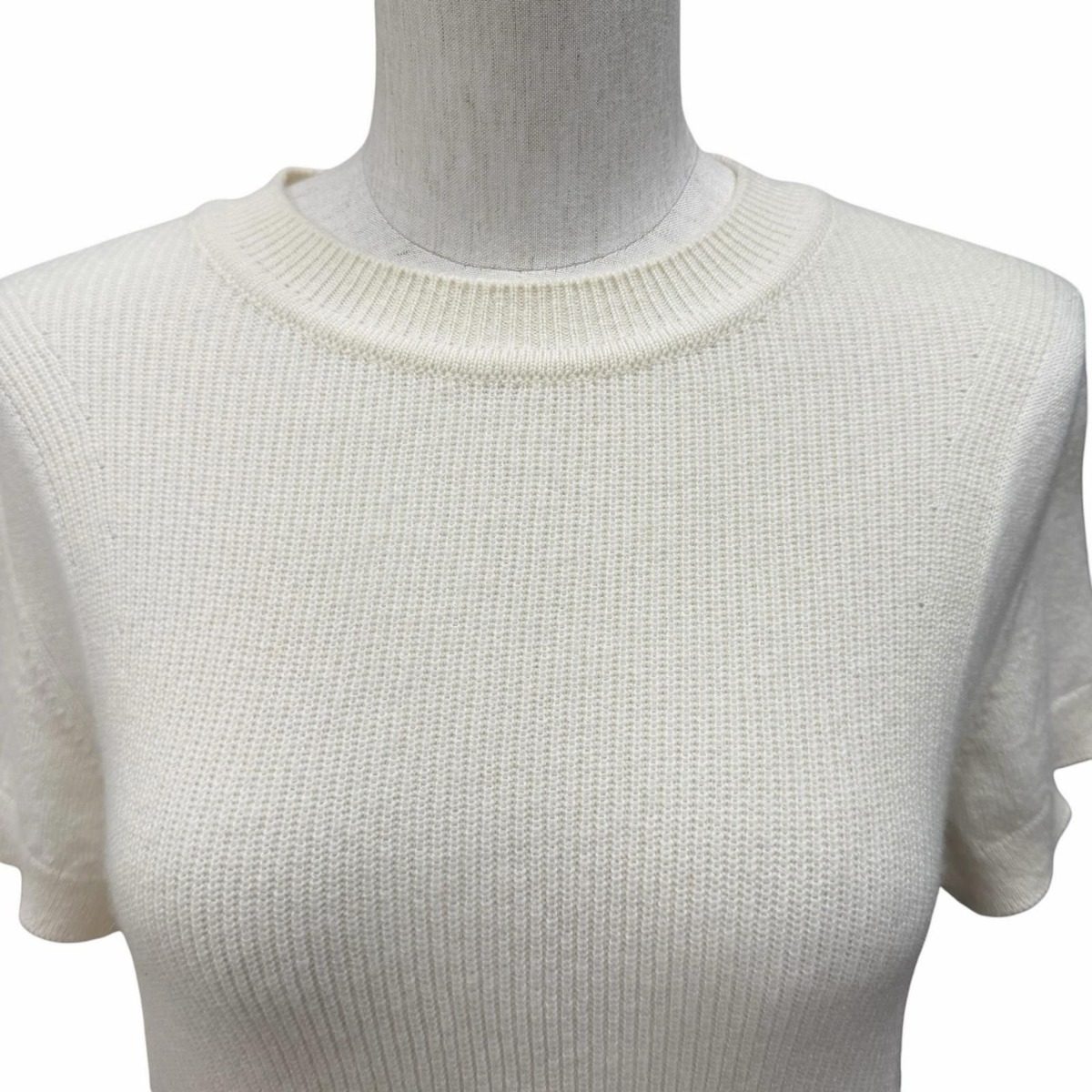 Hermes Cashmere Logo Crew Neck Short Sleeve Knit Ivory 38 Sweater — view 4
