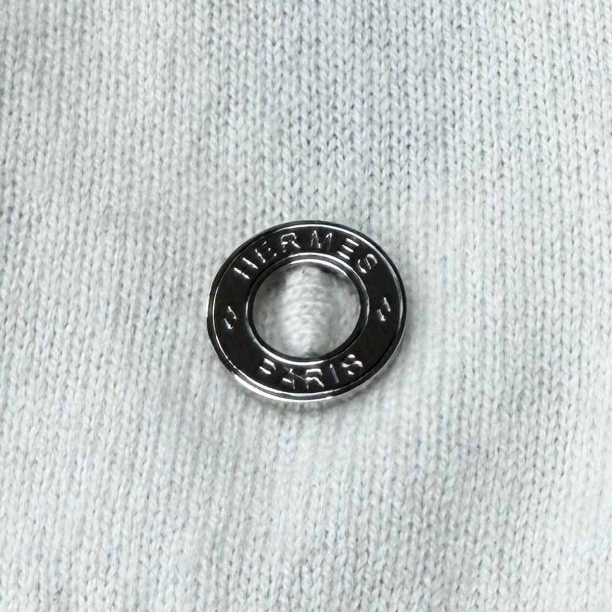 Hermes Cashmere Logo Crew Neck Short Sleeve Knit Ivory 38 Sweater — view 5