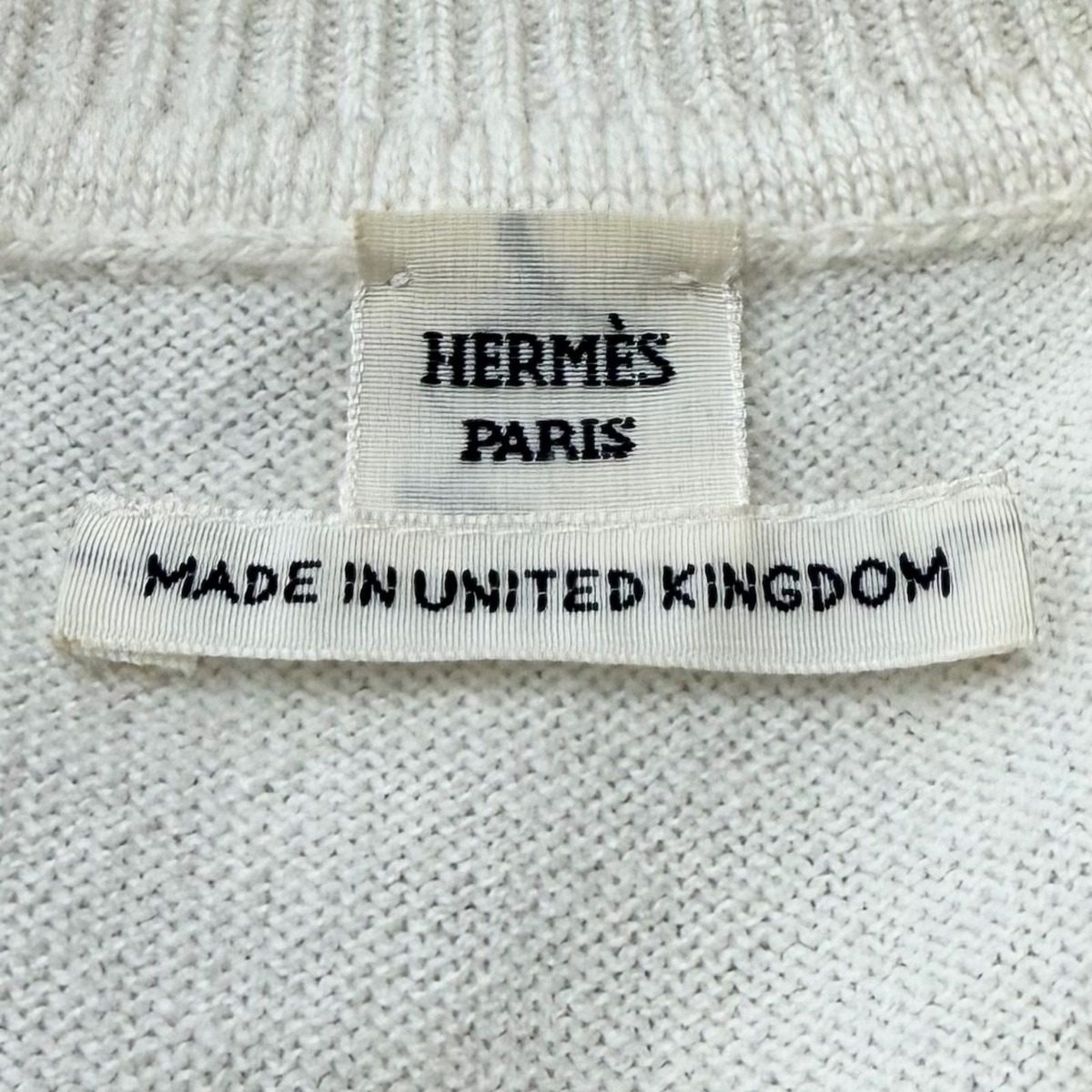 Hermes Cashmere Logo Crew Neck Short Sleeve Knit Ivory 38 Sweater — view 6