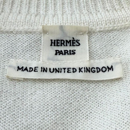 Hermes Cashmere Logo Crew Neck Short Sleeve Knit Ivory 38 Sweater — view 6