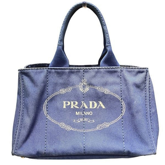 Prada Canapa Blue Canvas Tote