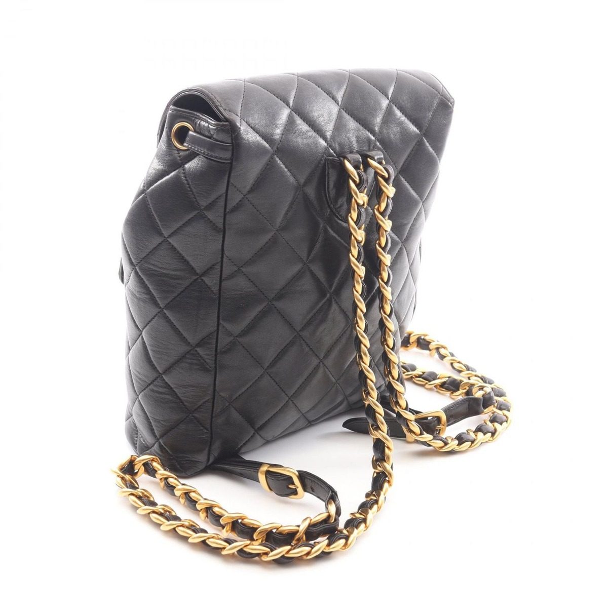 Chanel Backpack Quilted Black Lambskin Double Turnlock Chain — view 2