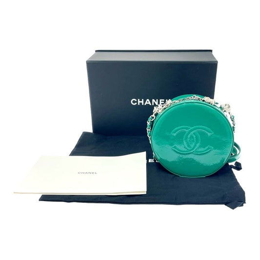 Chanel Patent Leather Round As Earth Chain Shoulder Bag Green