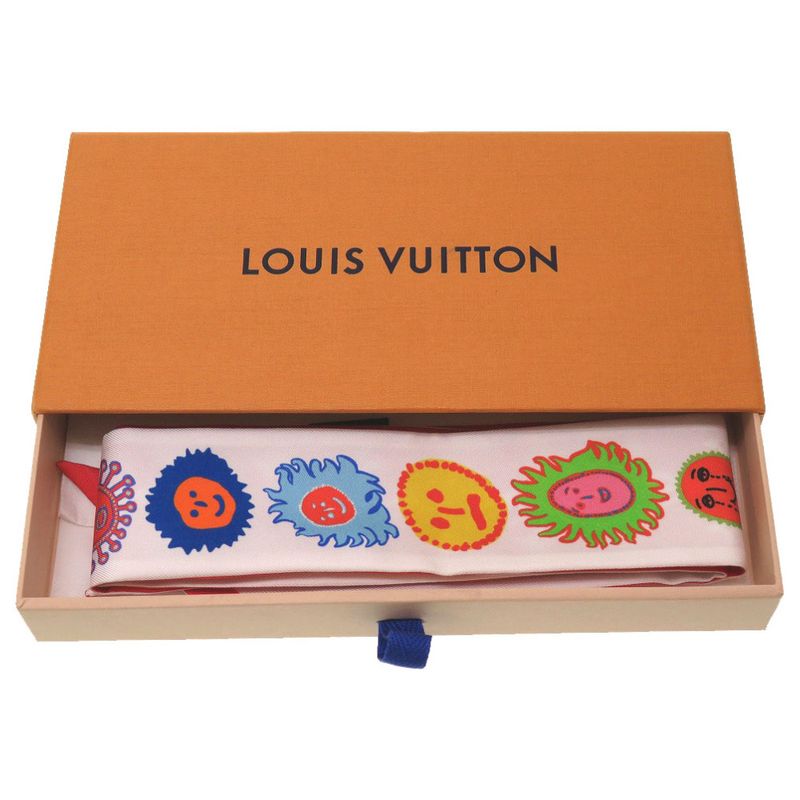 Louis Vuitton × Yayoi Kusama YK Bandeau BB Face M78312 Silk White Red Scarf LV