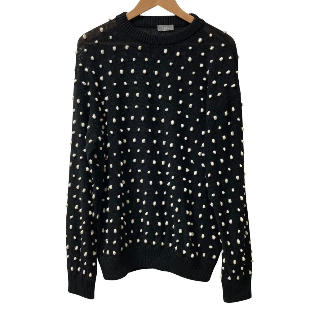 Dior Homme Hem Logo Embroidery Dot Pattern Knit Sweater