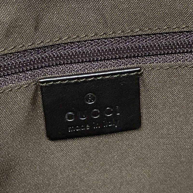 Gucci Handbag GG Pattern 13730 Dark Brown And Black Leather