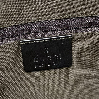 Gucci Handbag GG Pattern 13730 Dark Brown And Black Leather