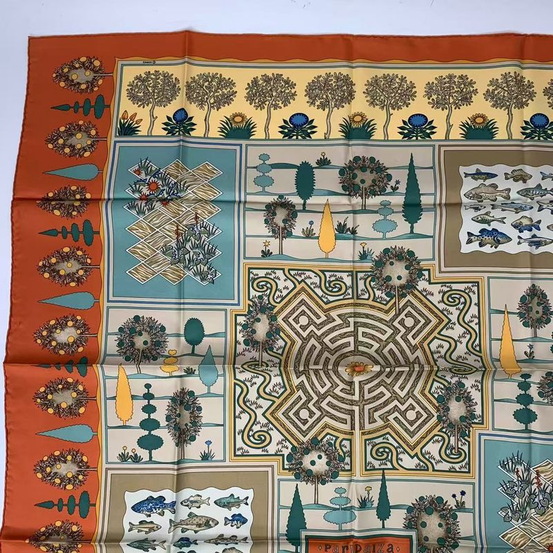 Hermes Carre 90 Scarf Silk Paridaiza Paradise Orange