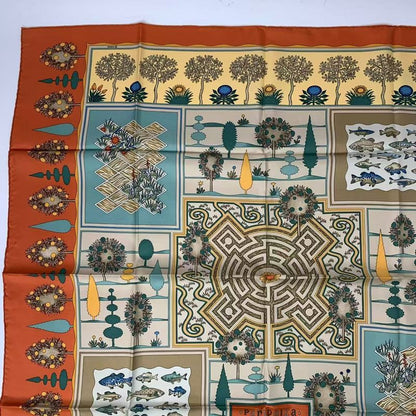 Hermes Carre 90 Scarf Silk Paridaiza Paradise Orange