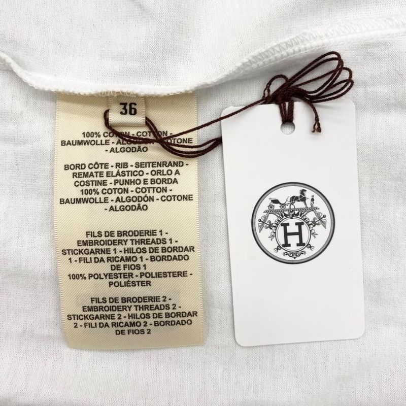 Hermes Short Sleeve T-Shirt H Logo Embroidered Pocket 3e4620dl Size 36 Cotton
