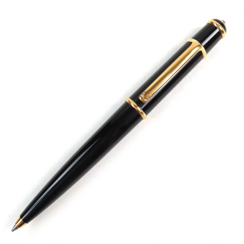 Cartier Diabolo De Cartier Blue Gemstone Twist Ballpoint Pen Black Gold Men's