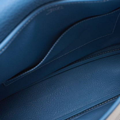 Hermes Christine Shoulder Bag Toile Ash Buffalo Blue Jean (silver Hardware)