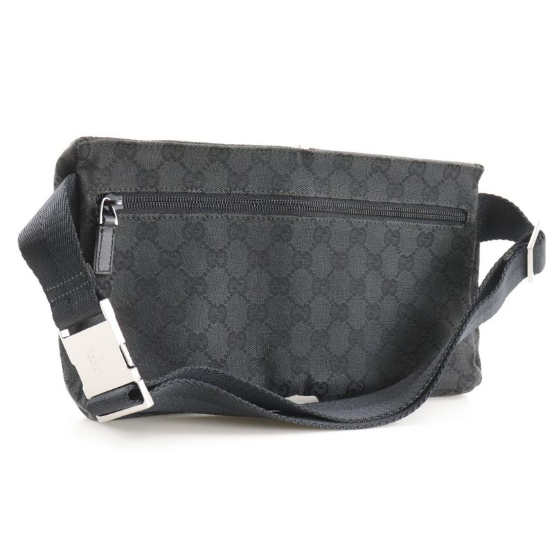 Gucci Body Bag 28566 GG Canvas And Leather Black Unisex Waist Bag