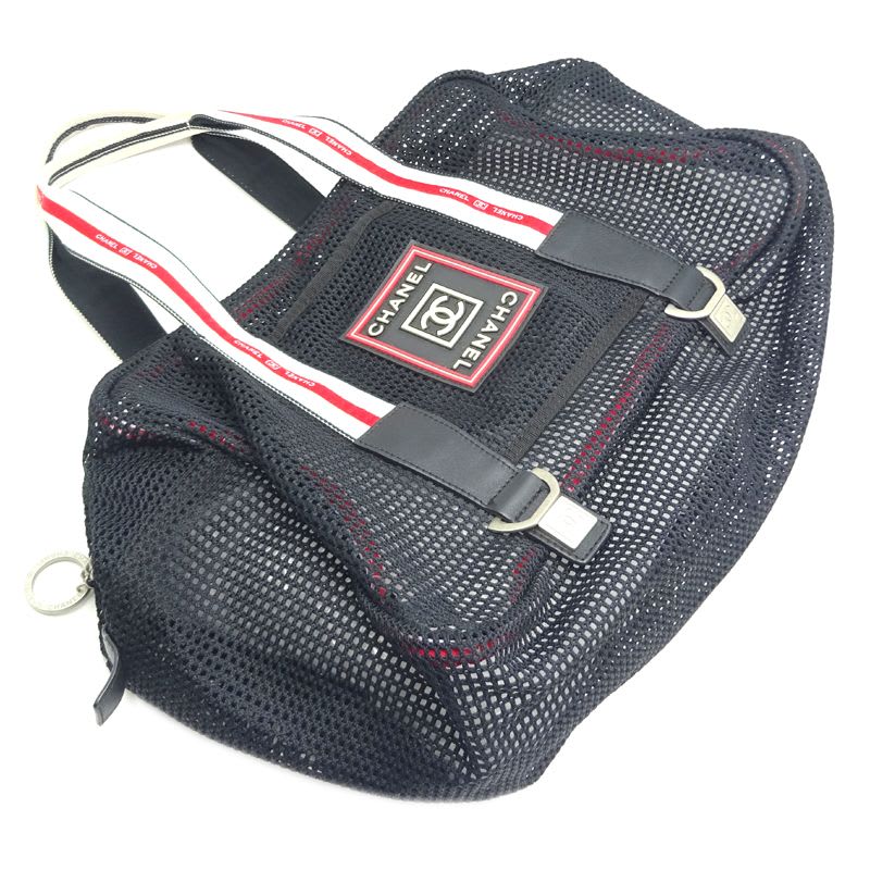 Chanel Shoulder Mesh Sports Line Tote Black Bag