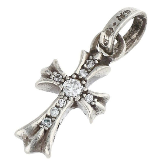 Chrome Hearts Crs Bbyfat P Dmnd Baby Fat Pave Diamond Silver Necklace Top