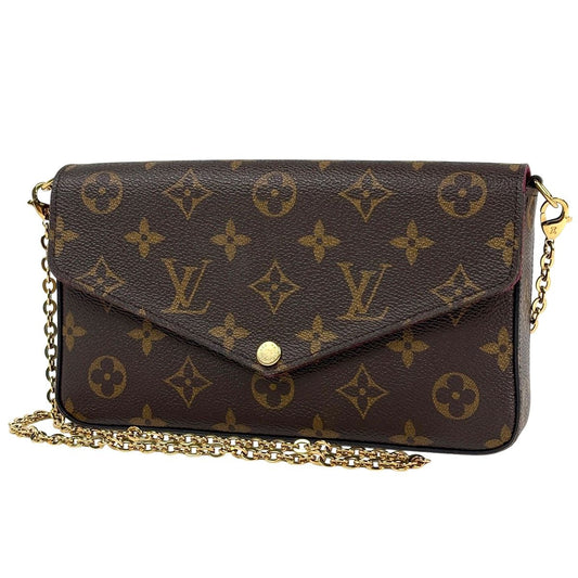Louis Vuitton Pochette Felicie 2-Way Chain Wallet Shoulder Bag Monogram Brown