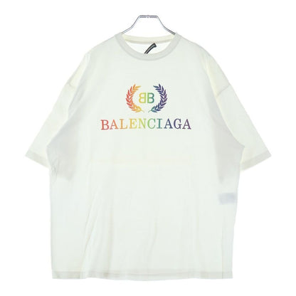Balenciaga BB Rainbow Logo Embroidery T-Shirt White