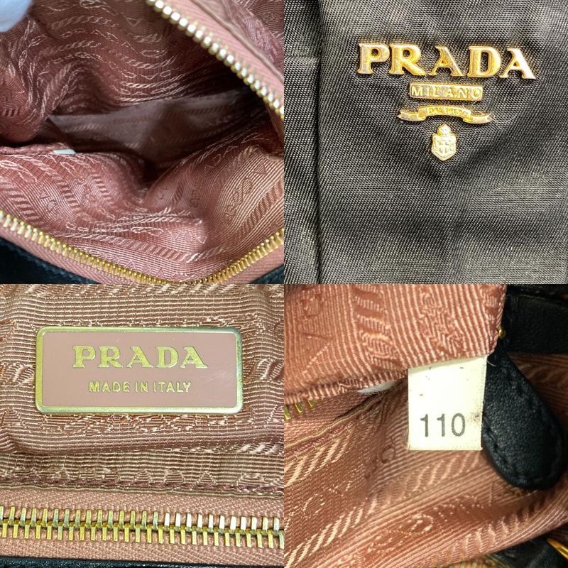 Prada Ribbon Tote Handbag Bag Cabasn Brand Black Women's