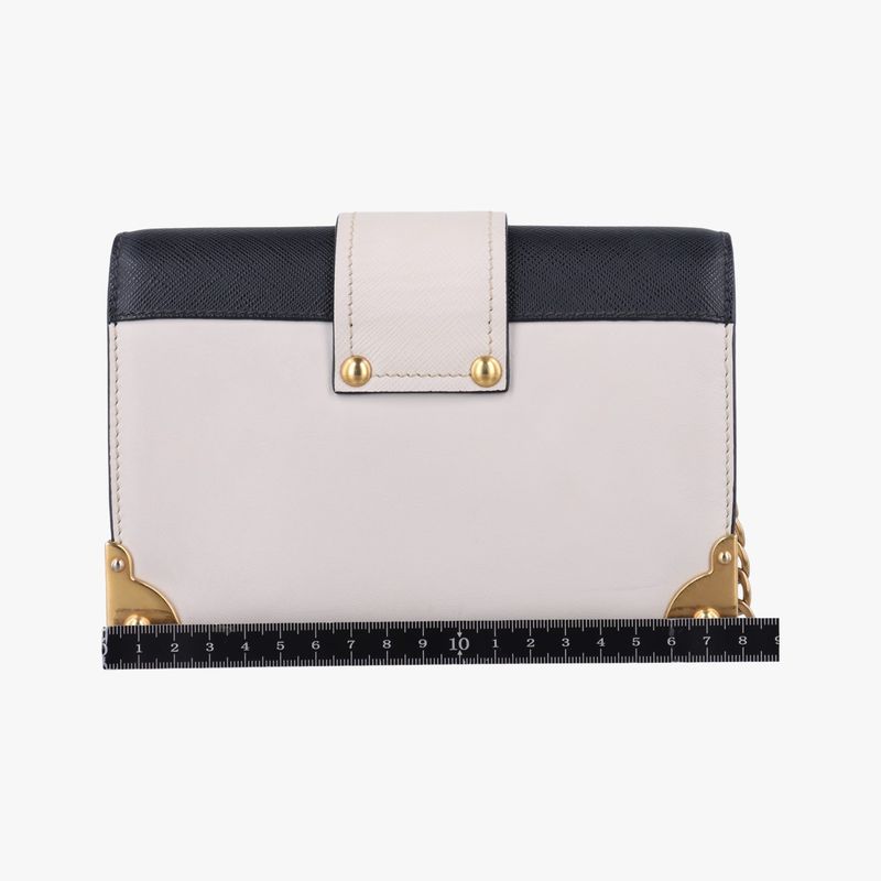 Prada City Calf Astrology Cahier White/black Saffianoleather X Leather 25