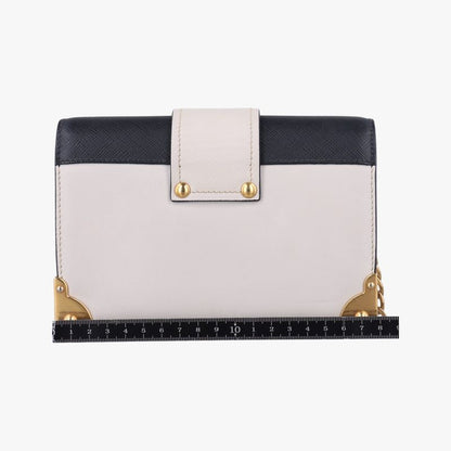 Prada City Calf Astrology Cahier White/black Saffianoleather X Leather 25