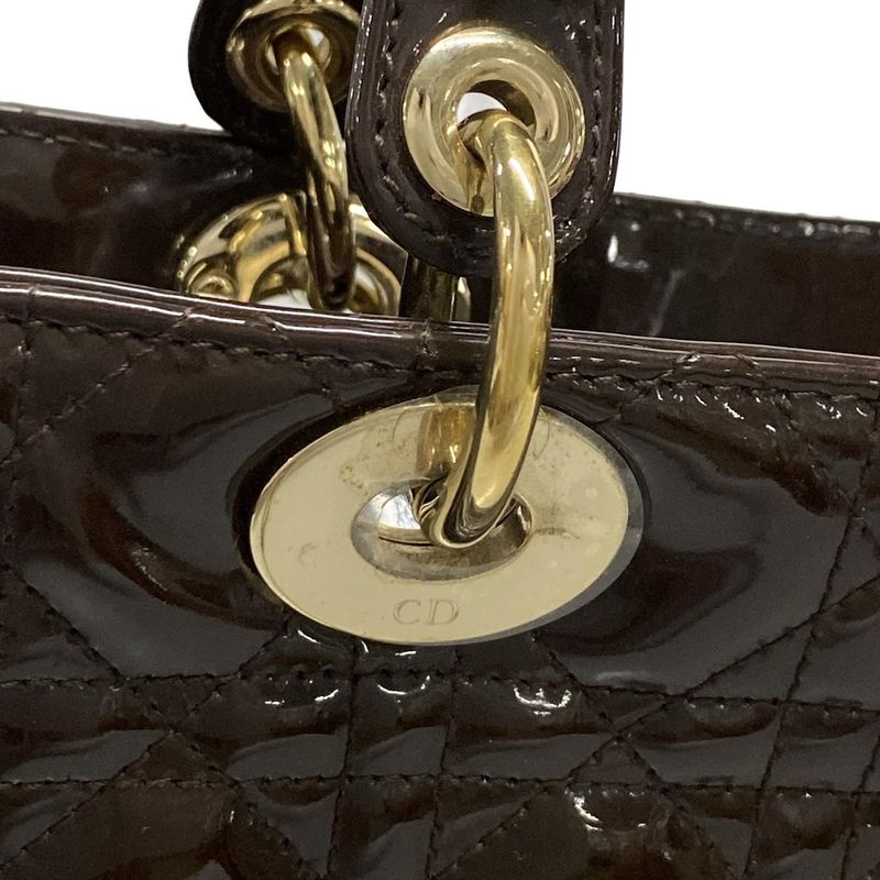 Dior/christian Dior Handbag Lady Dior Large Dark Brown Leather