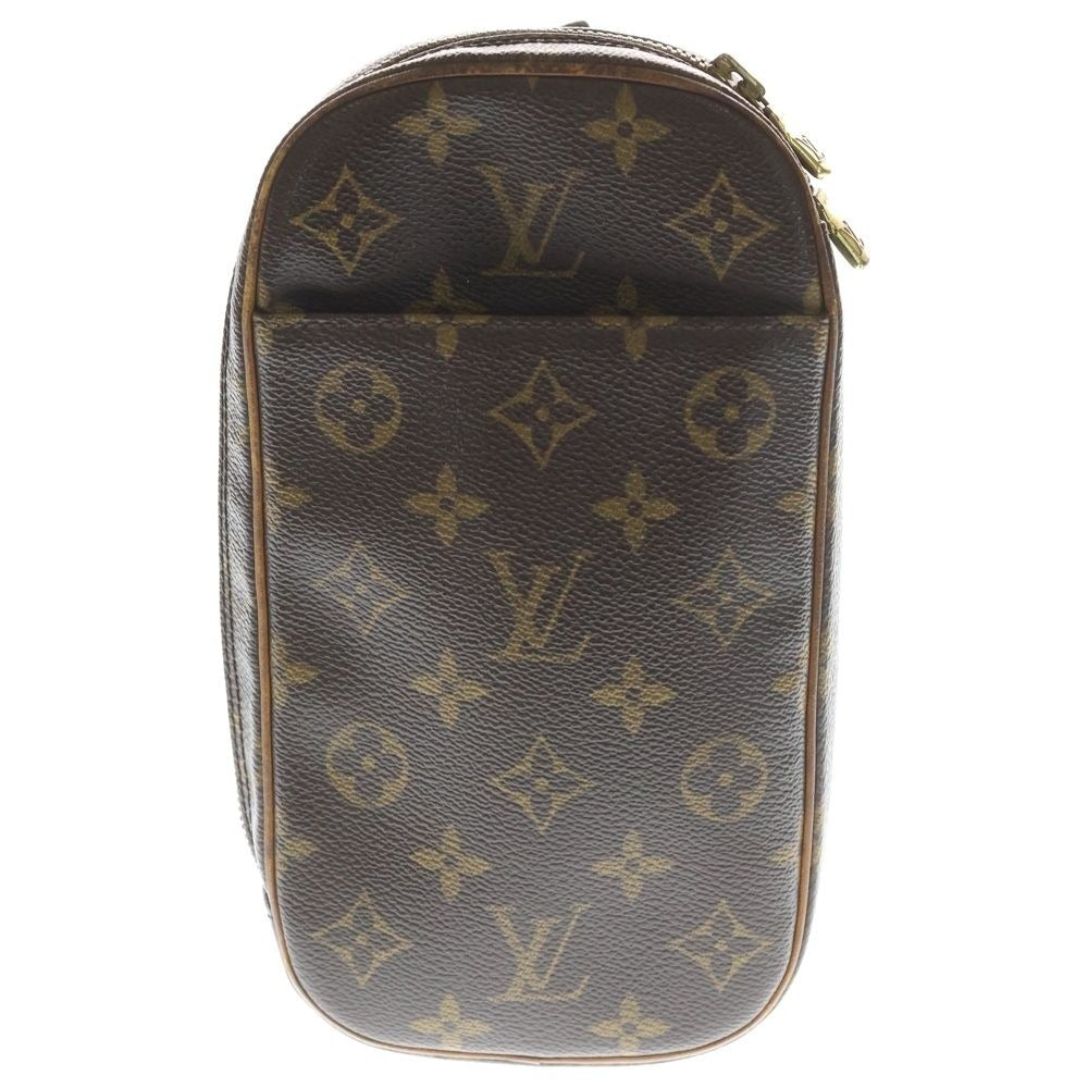Louis Vuitton Monogram Pochette Gange Mini Shoulder Bag Brown Leather Gold