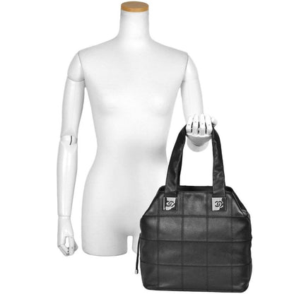 Chanel Coco Mark Choco Bar Tote Bag Caviar Skin Black