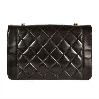Chanel Diana 25 Shoulder Bag Lambskin A01165 Black Gold Hardware Coco Mark Women