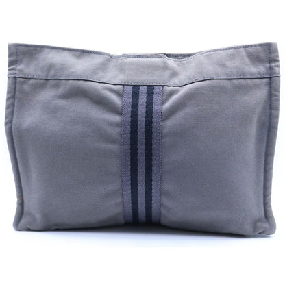 Hermes Fourre Tout Canvas Clutch Gray