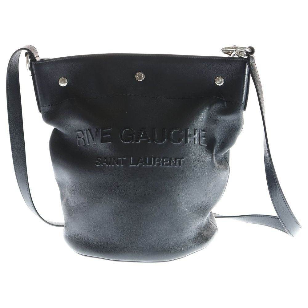 Saint Laurent Paris Rive Gauche Bucket Leather Shoulder Bag Black